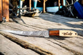 Custom Handmade Damascus Fillet Knife | 13" with Bone & Wood Handle Damascus Knife Store