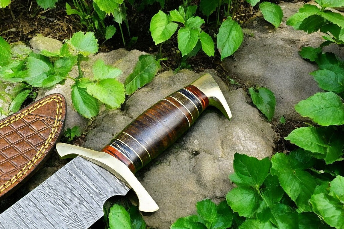Custom Handmade Bowie Knife - 15" Damascus Steel Blade, Rosewood Handle Damascus Knife Store