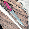 Handmade Damascus Fillet Knife – 12" with Exotic Wood Handle Damascus Knife Store