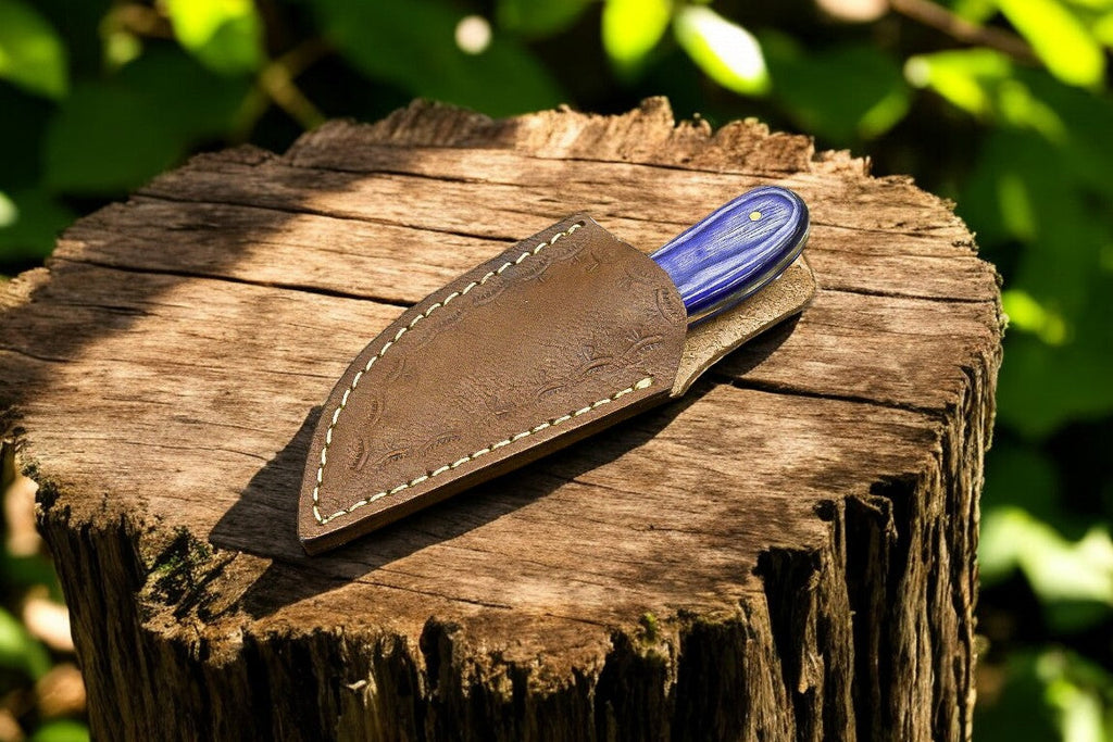 Custom Handmade Skinning Knife - D2 Steel Blade, Exotic Wood Handle Damascus Knife Store