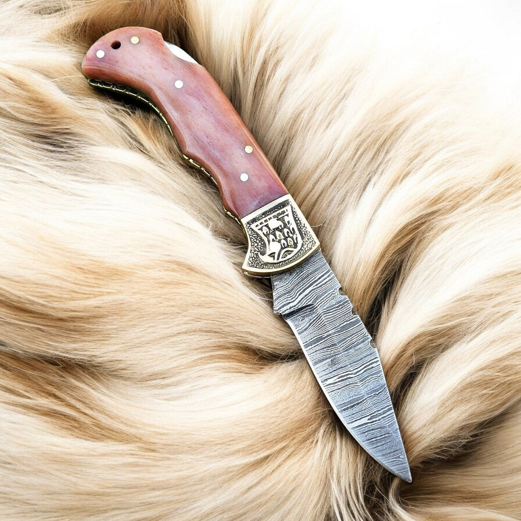 Custom Handmade Damascus Steel Pocket Clip Knife - 3" Blade Damascus Knife Store