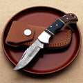 Damascus Folding Knife | with Resin Wood Handle Damascus Knife Store