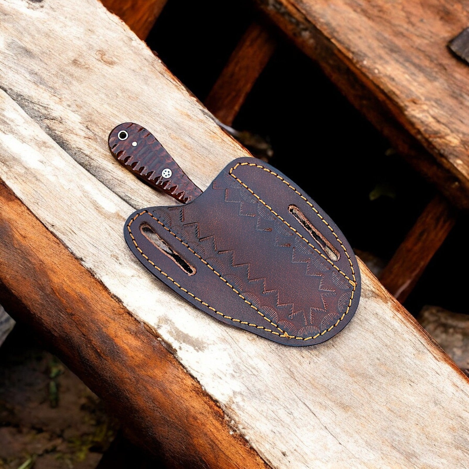 Handmade Damascus Steel Cowboy Knife with Rosewood Handle Damascus Knife Store