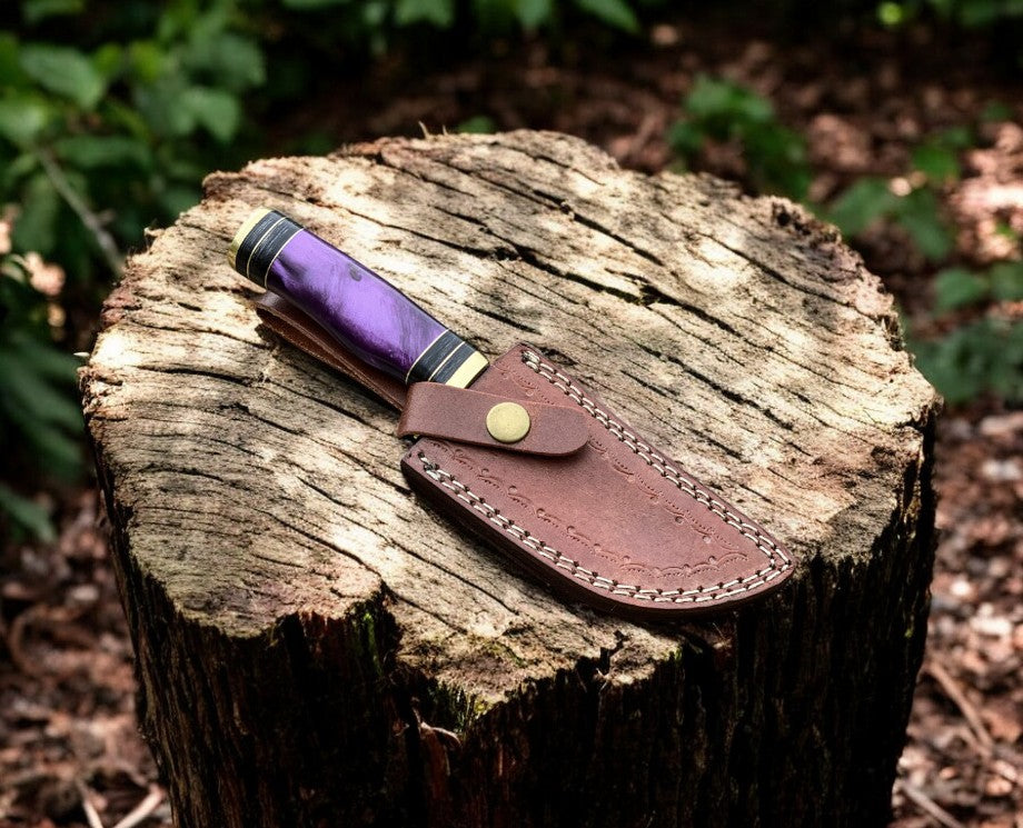 Handmade Damascus Hunting Knife with Epoxy Resin Handle Damascus Knife Store