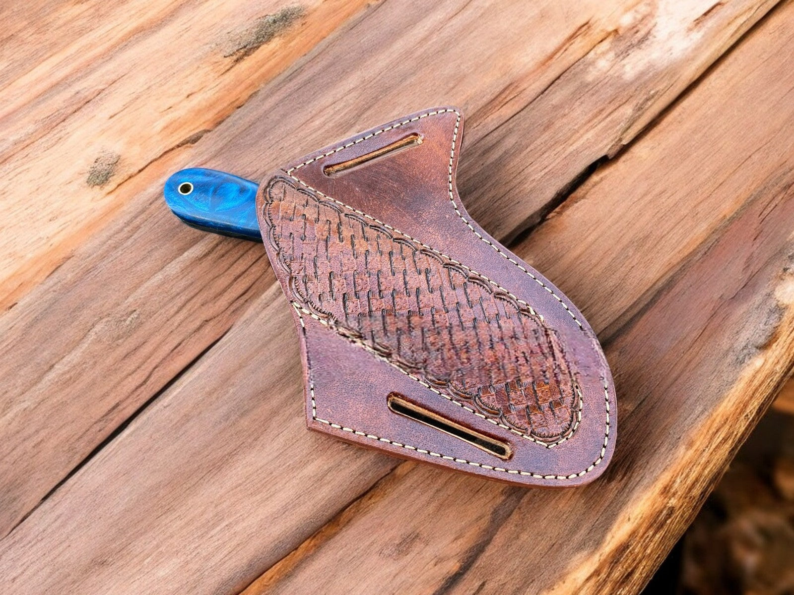 Handmade Damascus Bull Cutter Knife with Epoxy Resin Handle Damascus Knife Store