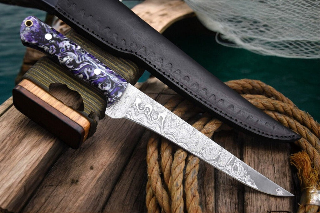 Premium Handmade Damascus Fillet Knife - 12.8" Damascus Knife Store