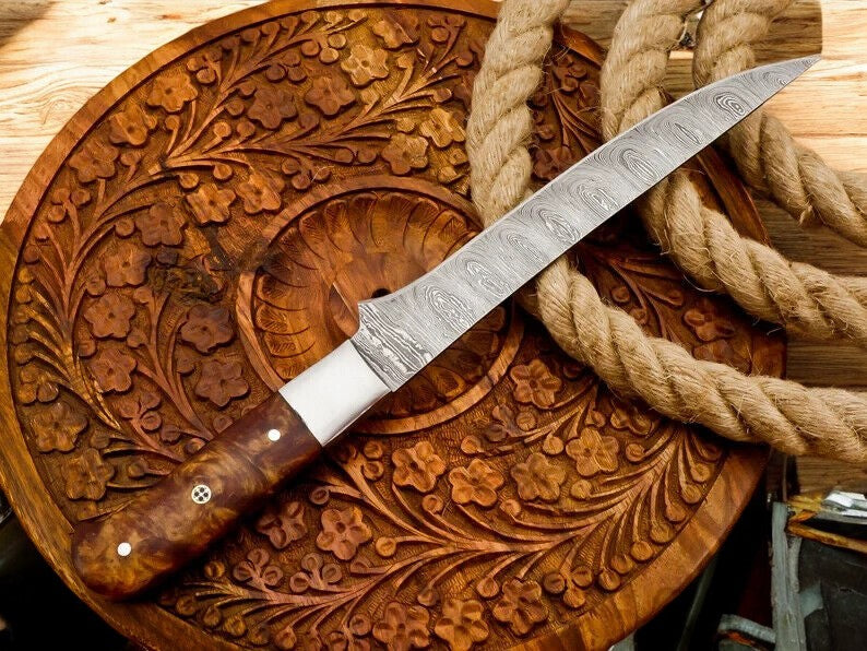 Handmade Damascus Fillet Knife with Rosewood Handle Damascus Knife Store