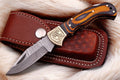 Custom Handmade Damascus Pocket Knife with Exotic Wood Handle Damascus Knife Store