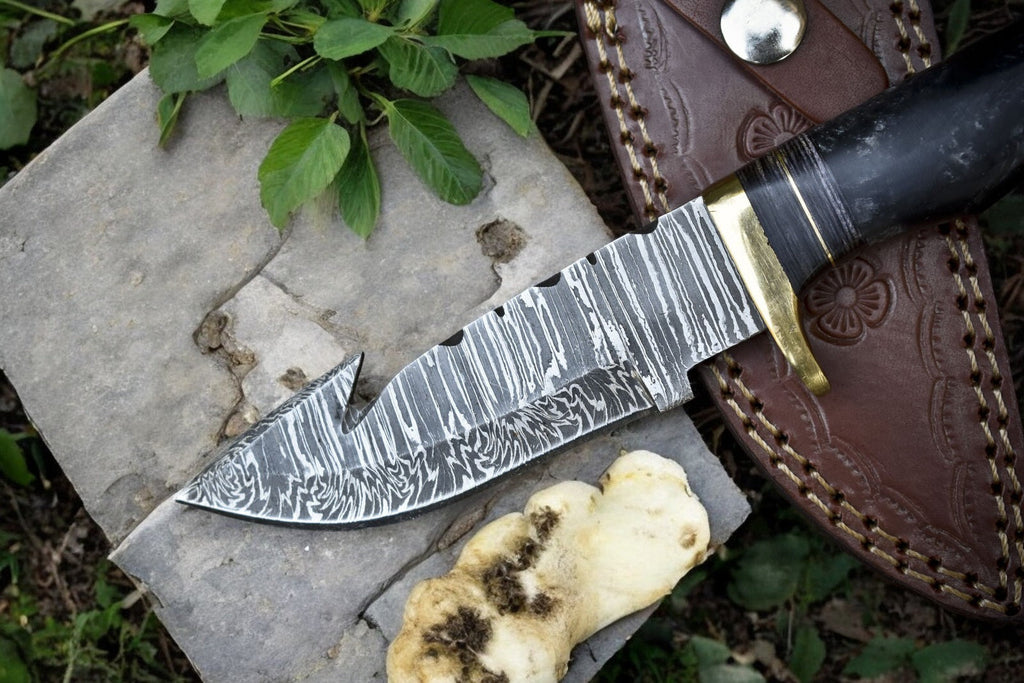 Custom Handmade Damascus Hunting Knife – 8" with Sheath Damascus Knife Store