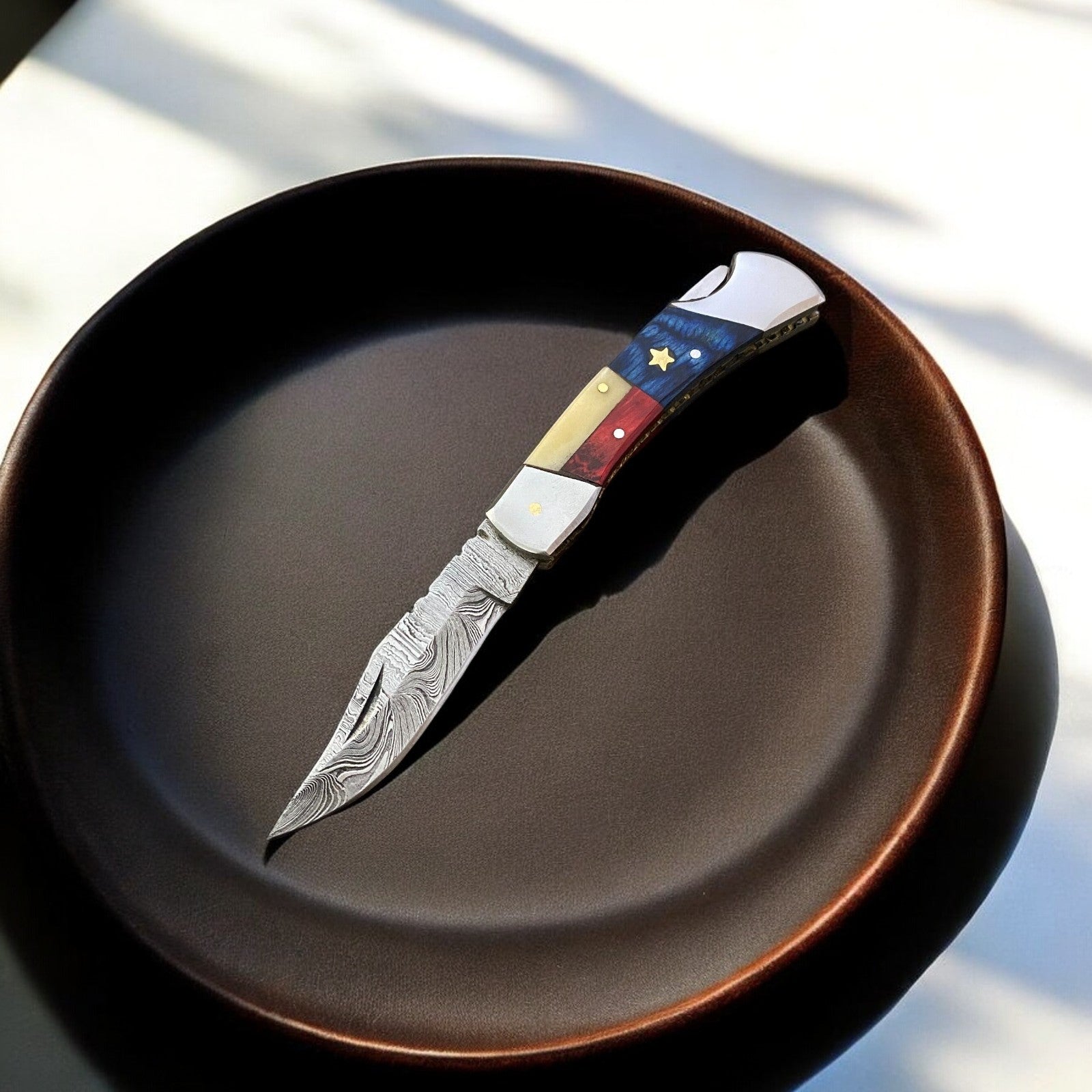 Handmade Damascus Pocket Knife with Pakka Wood Handle Damascus Knife Store