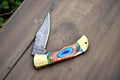 Custom Damascus Folding Knife – Exotic Wood Handle Damascus Knife Store