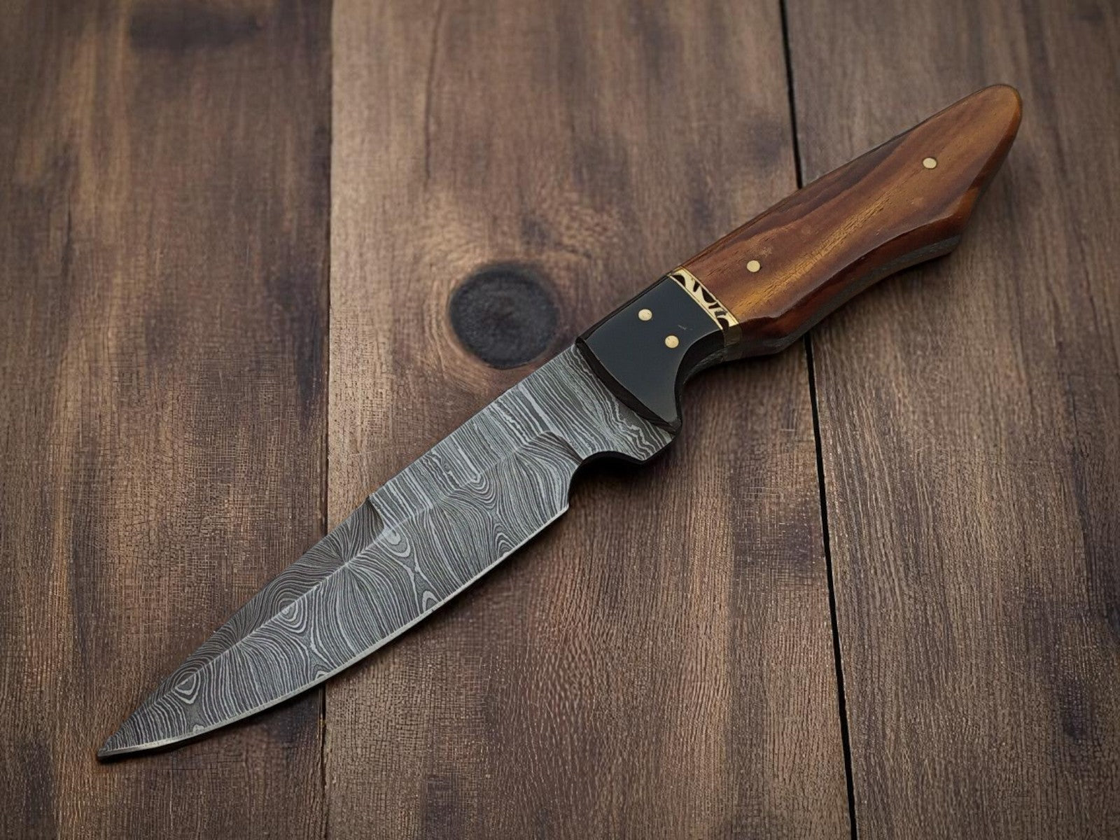 Handmade Damascus Steel Hunting Knife with Wood Handle Damascus Knife Store