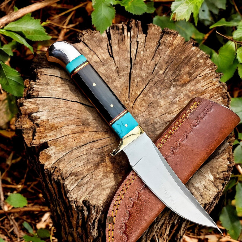 Custom Handmade Bowie Knife – D2 Steel, Epoxy Resin Handle Damascus Knife Store