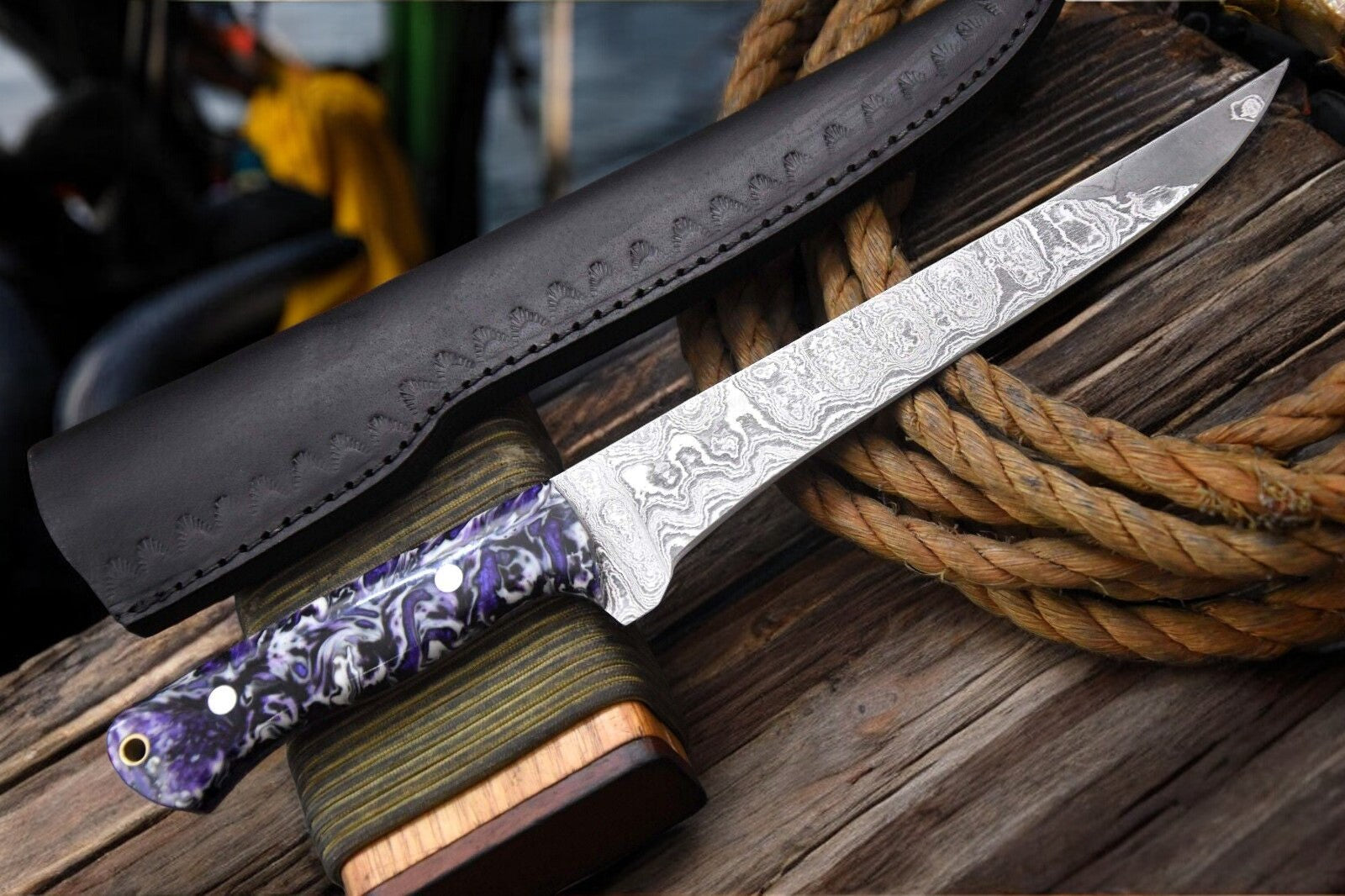 Premium Handmade Damascus Fillet Knife - 12.8" Damascus Knife Store