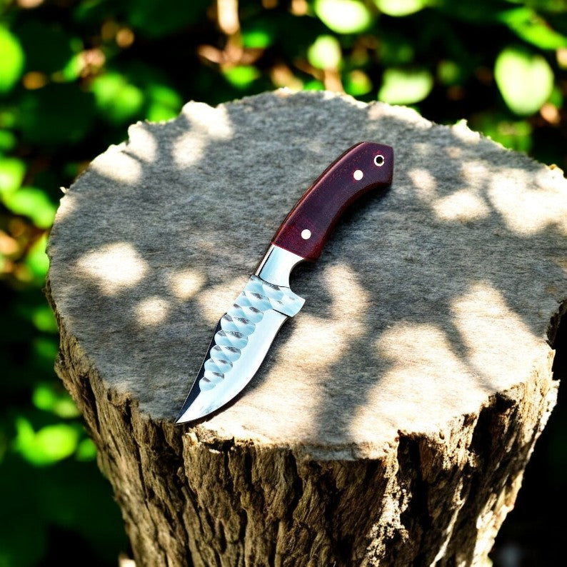 Custom Handmade D2 Steel Skinning Knife - 7.5" Micarta Handle Damascus Knife Store