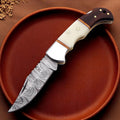 Bone Handle Pocket Knife | with Back Lock Damascus Knife Store