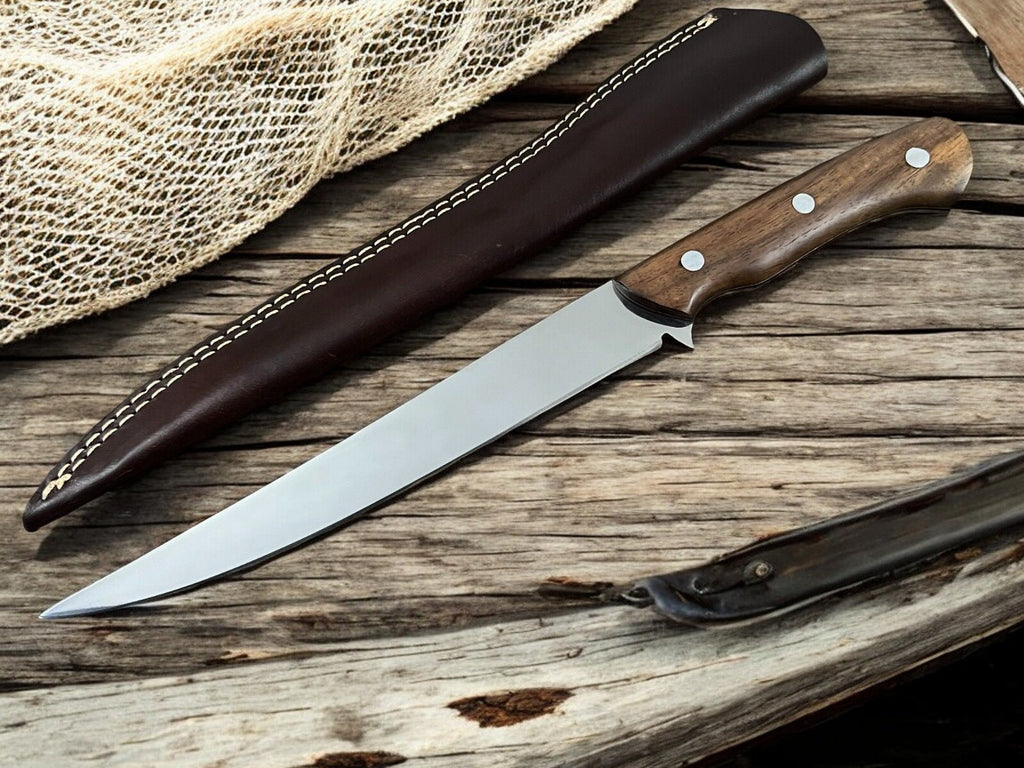Premium 13.4" Handmade Fillet Knife with Rosewood Handle Damascus Knife Store