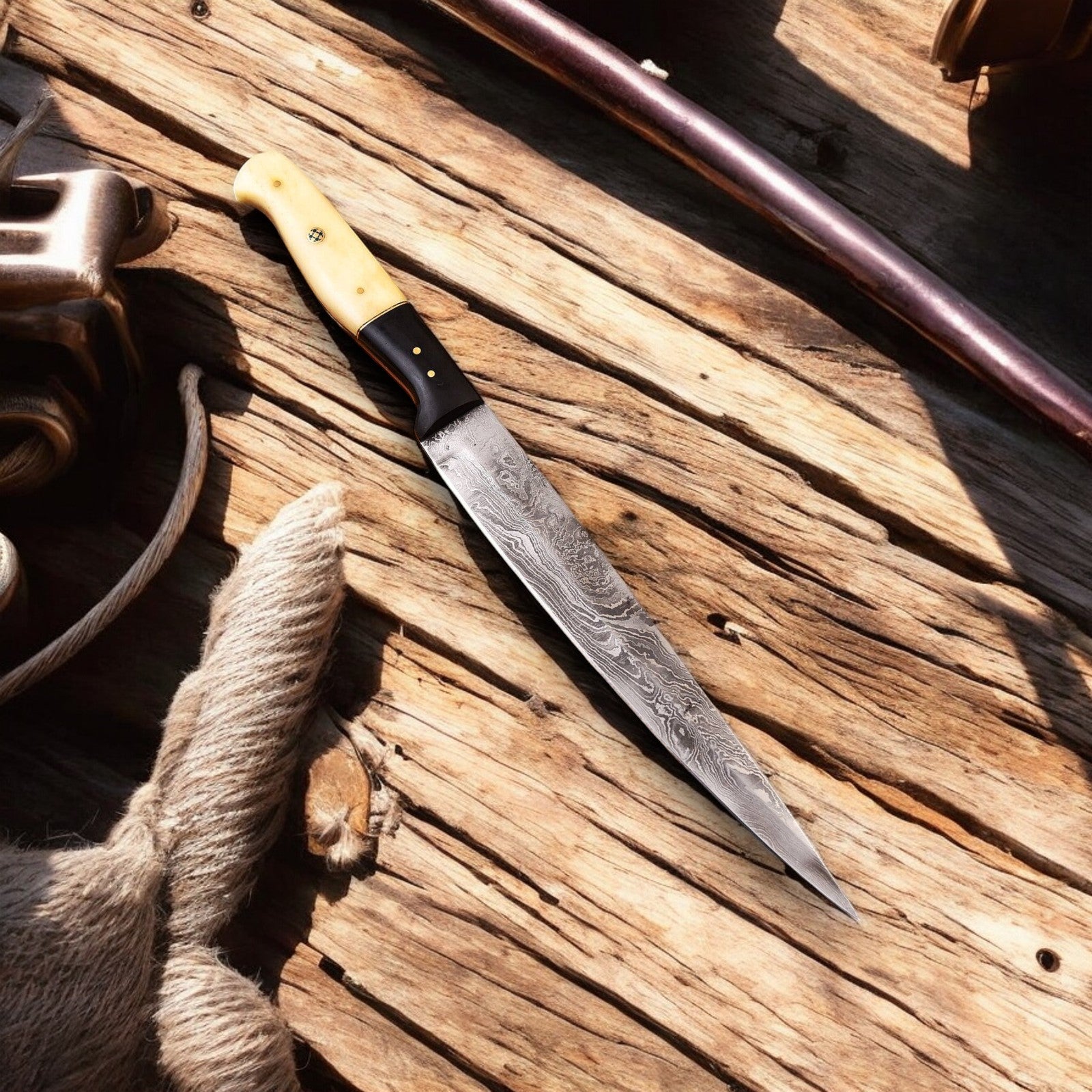 Handmade Damascus Steel Fillet Knife – 6.5" Blade Damascus Knife Store