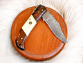Handmade Damascus Steel Pocket Knife – Rosewood & Bone Damascus Knife Store
