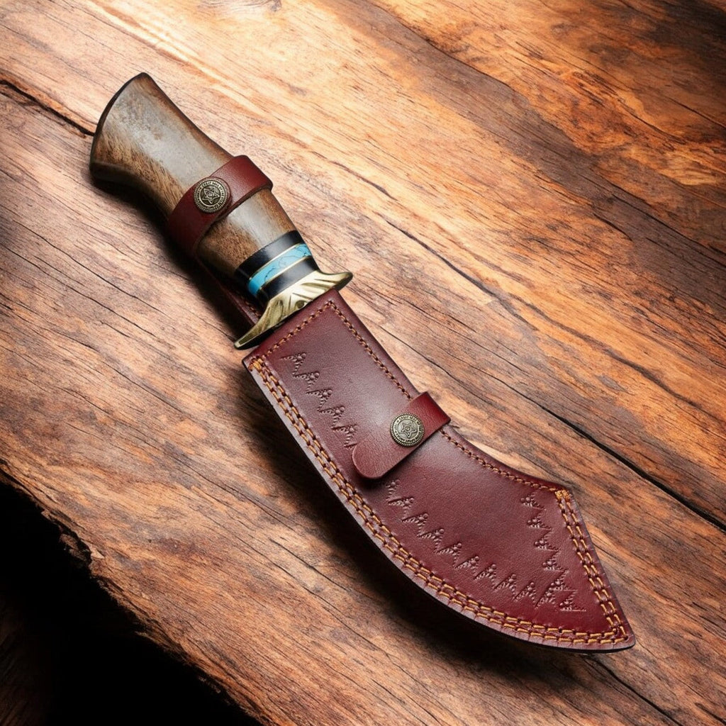 Custom Handmade Damascus Bowie Knife with Rosewood Handle Damascus Knife Store