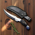 Custom Handmade Hunting Knife with Black Wood Handle Damascus Knife Store