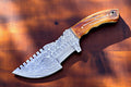 Handmade Damascus Hunting Knife with Camel Bone Handle Damascus Knife Store