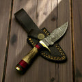 Handmade Damascus Hunting Knife with Antler Horn Handle Damascus Knife Store