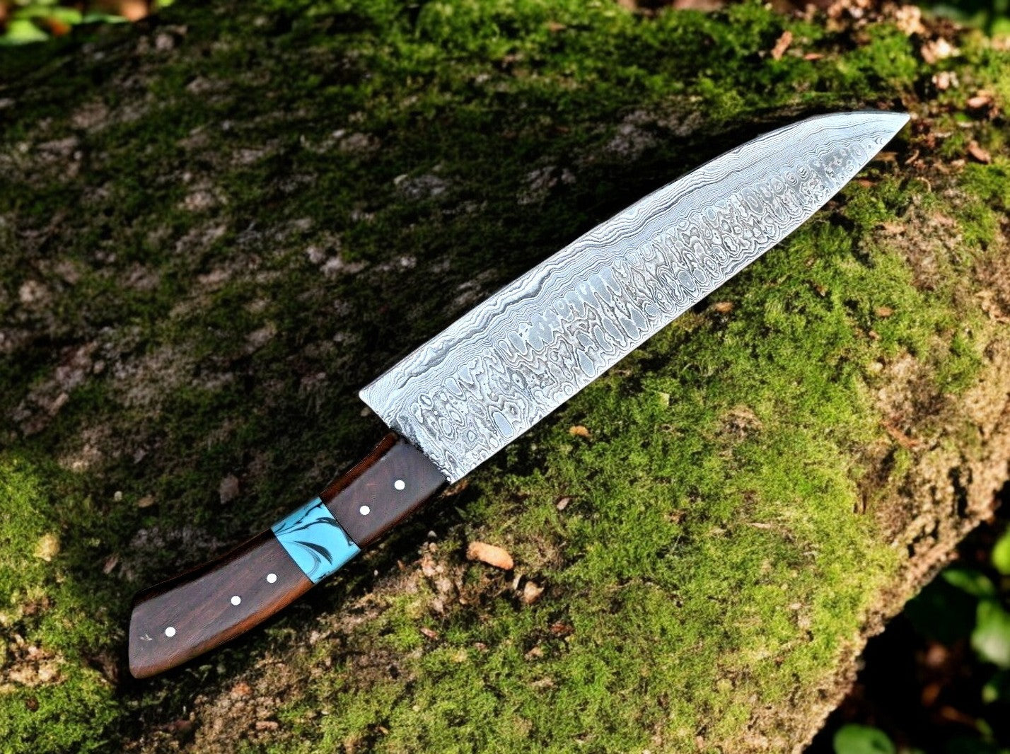 Custom Handmade Damascus Hunting Knife – 13" with Rosewood Handle Damascus Knife Store