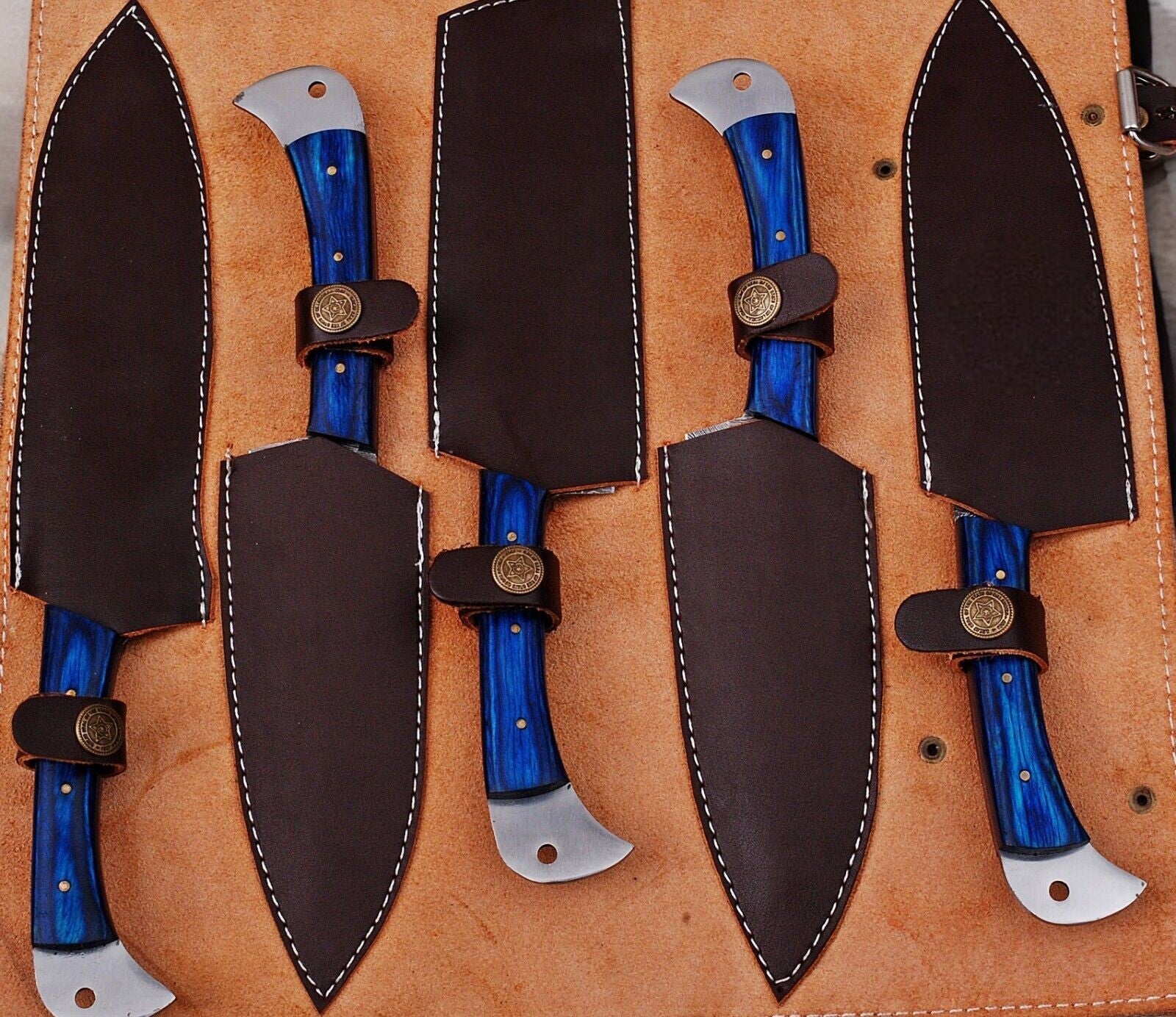 Handmade Damascus Kitchen Knives Set with Exotic Wood Damascus Knife Store