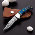 Wood Handle Folding Knife | Back Lock Damascus Knife Store