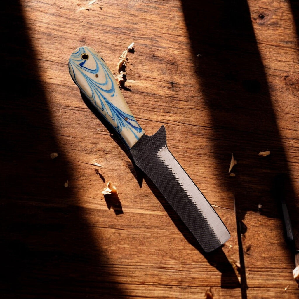 Custom Handmade Bull Cutter Knife – 8" File Tool Steel Damascus Knife Store