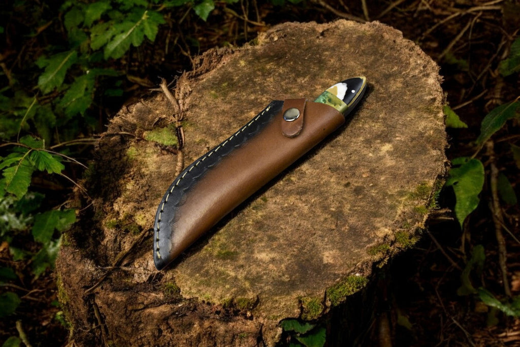 Handmade Damascus Steel Skinning Knife with Leather Sheath Damascus Knife Store