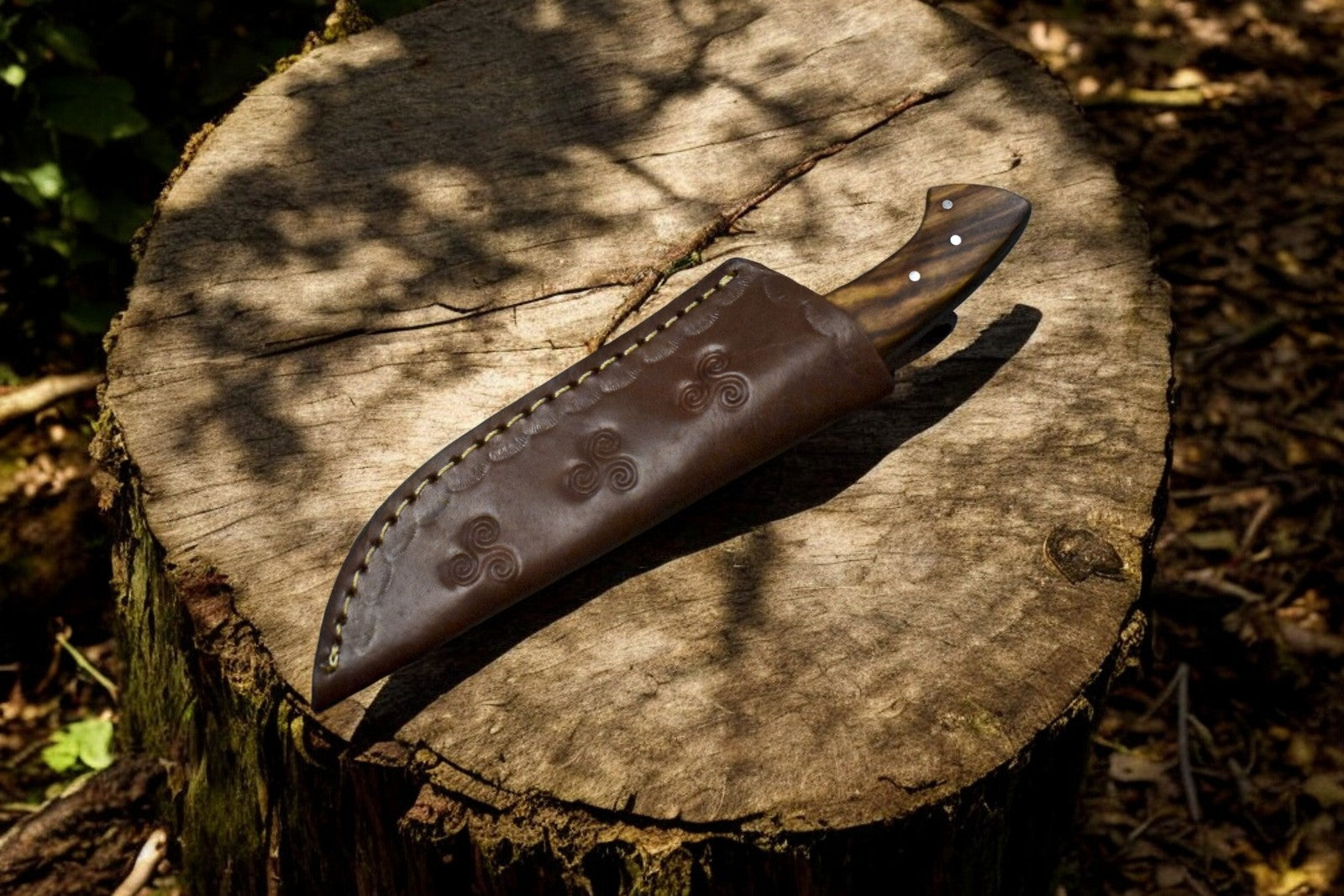 Handmade Damascus Steel Skinning Knife with Rosewood & Olivewood Handle Damascus Knife Store