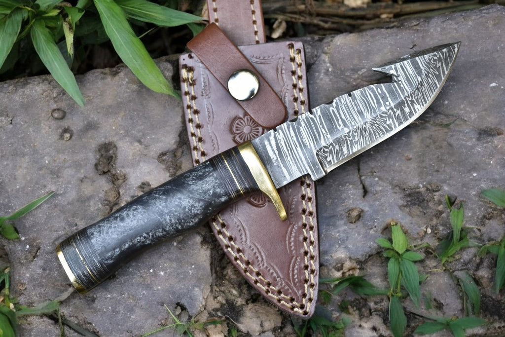 Custom Handmade Damascus Hunting Knife – 8" with Sheath Damascus Knife Store
