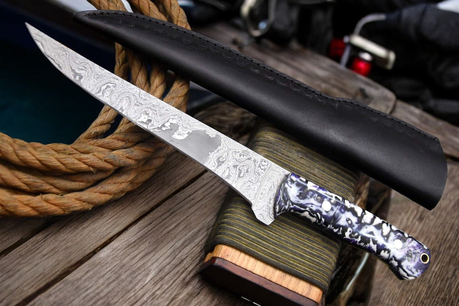Premium Handmade Damascus Fillet Knife - 12.8" Damascus Knife Store