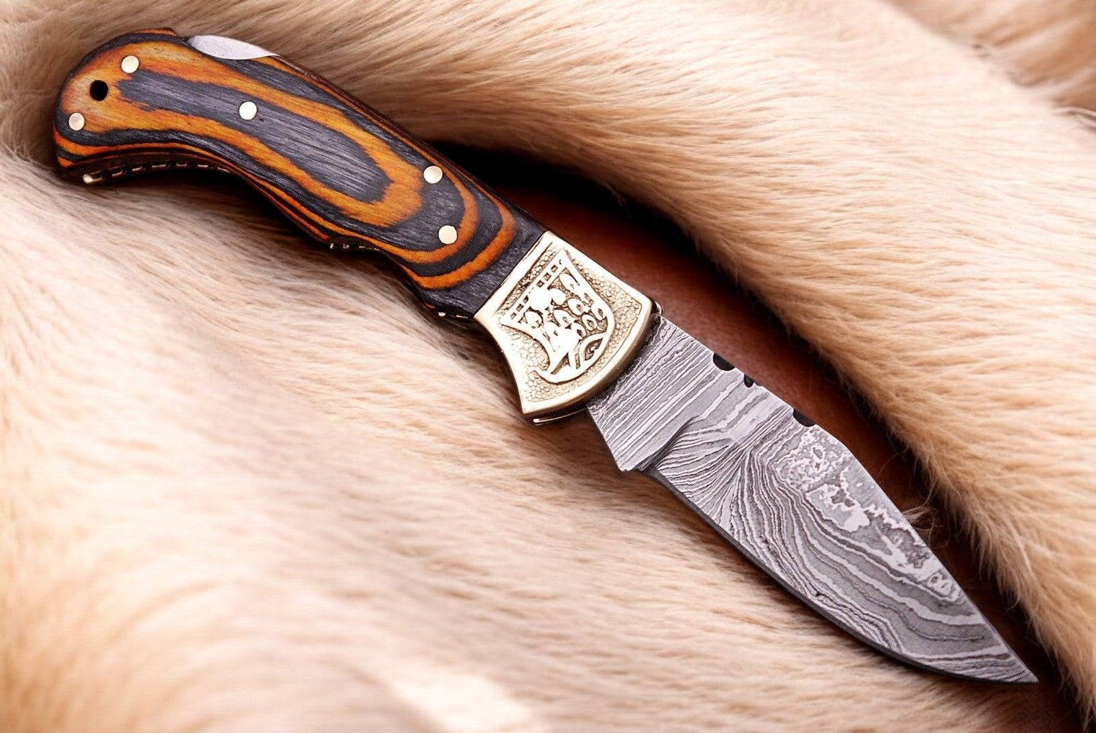 Custom Handmade Damascus Pocket Knife with Exotic Wood Handle Damascus Knife Store