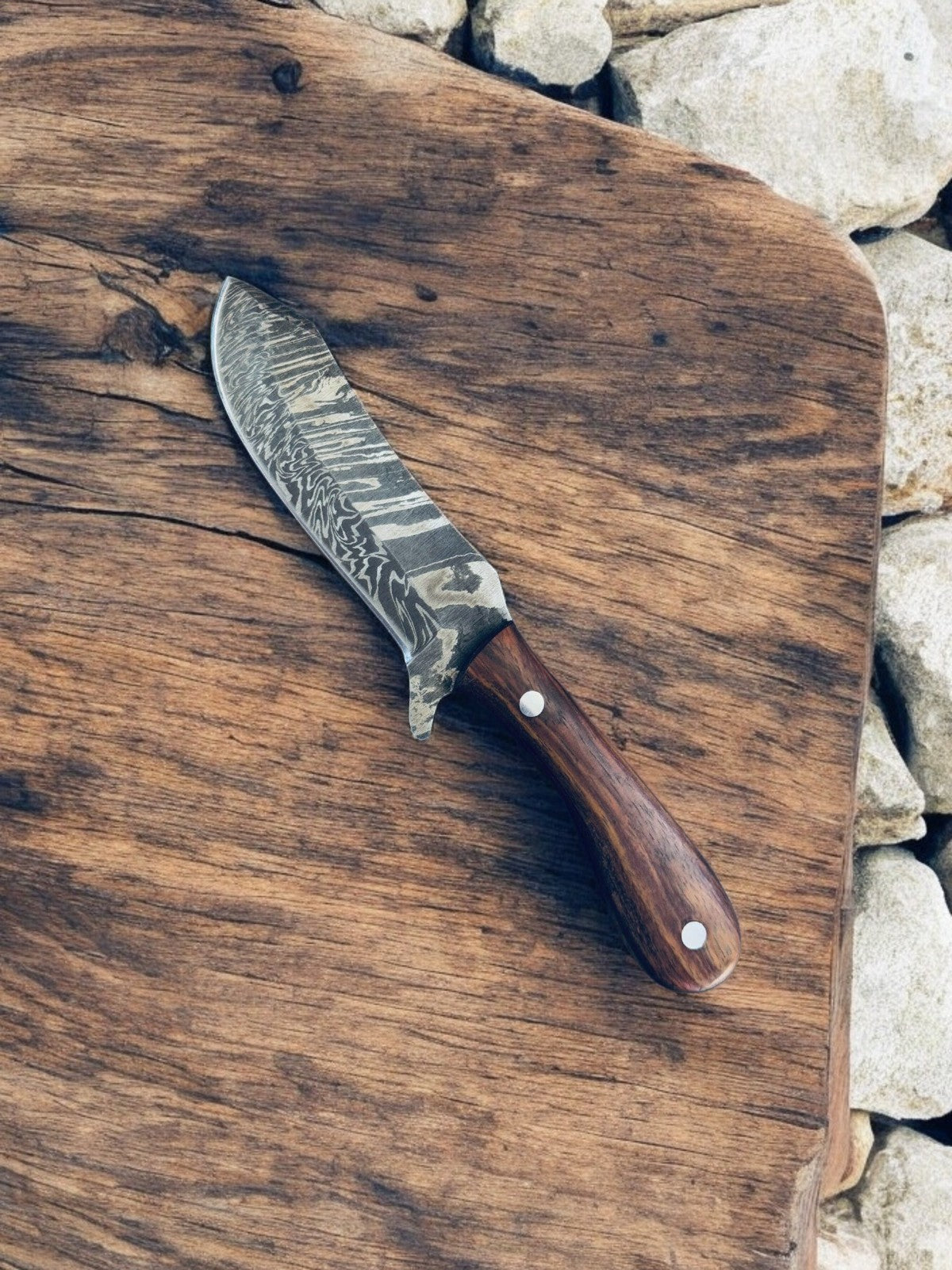 Handmade Damascus Cowboy Knife with Exotic Wood Handle Damascus Knife Store