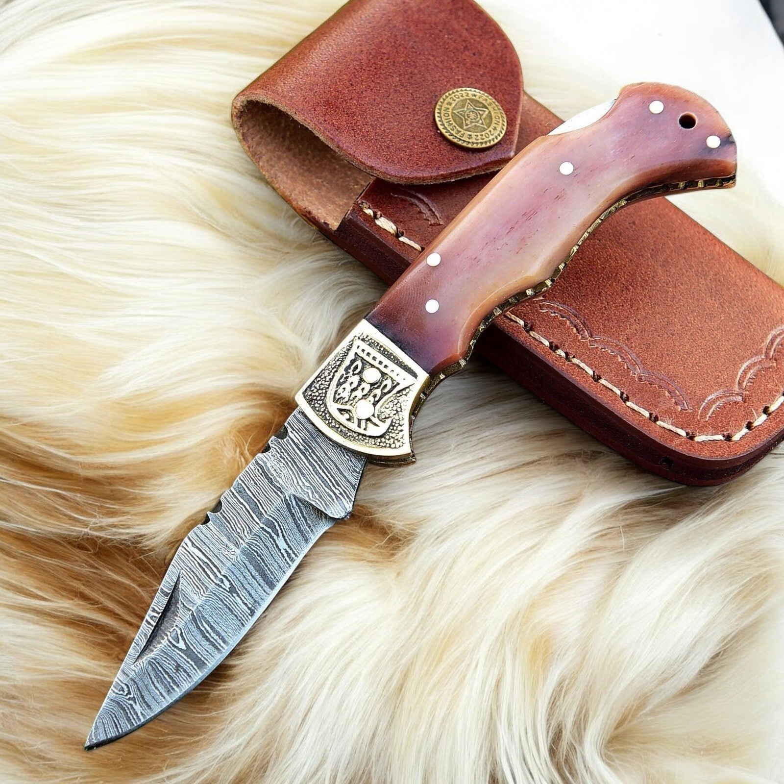 Custom Handmade Damascus Steel Pocket Clip Knife - 3" Blade Damascus Knife Store