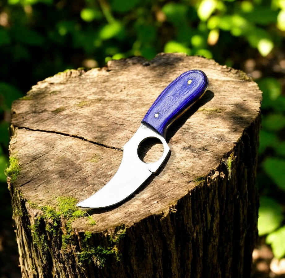 Custom Handmade Skinning Knife - D2 Steel Blade, Exotic Wood Handle Damascus Knife Store