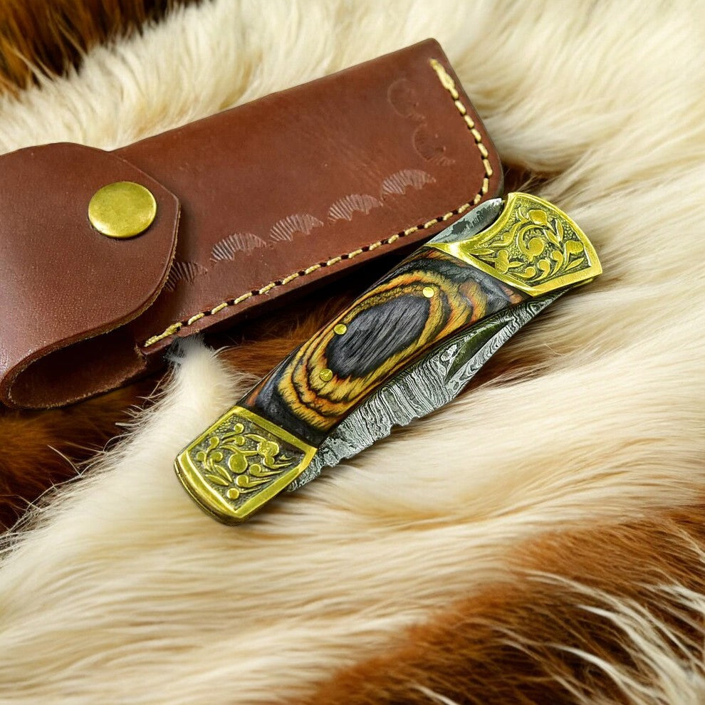 Custom Handmade Damascus Steel Pocket Knife - 3" Damascus Knife Store