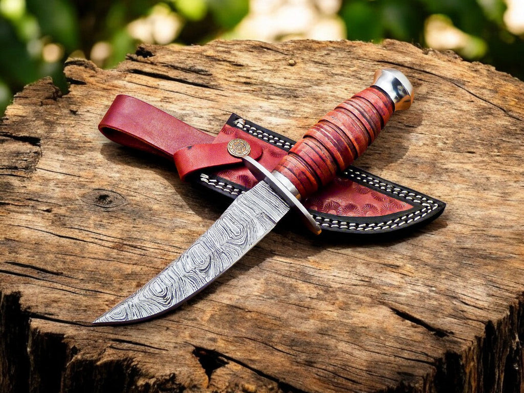 Handmade Damascus Bowie Knife – Buffalo Horn Handle Damascus Knife Store