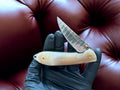 Handmade Damascus Steel Pocket Knife with Bone Handle Damascus Knife Store