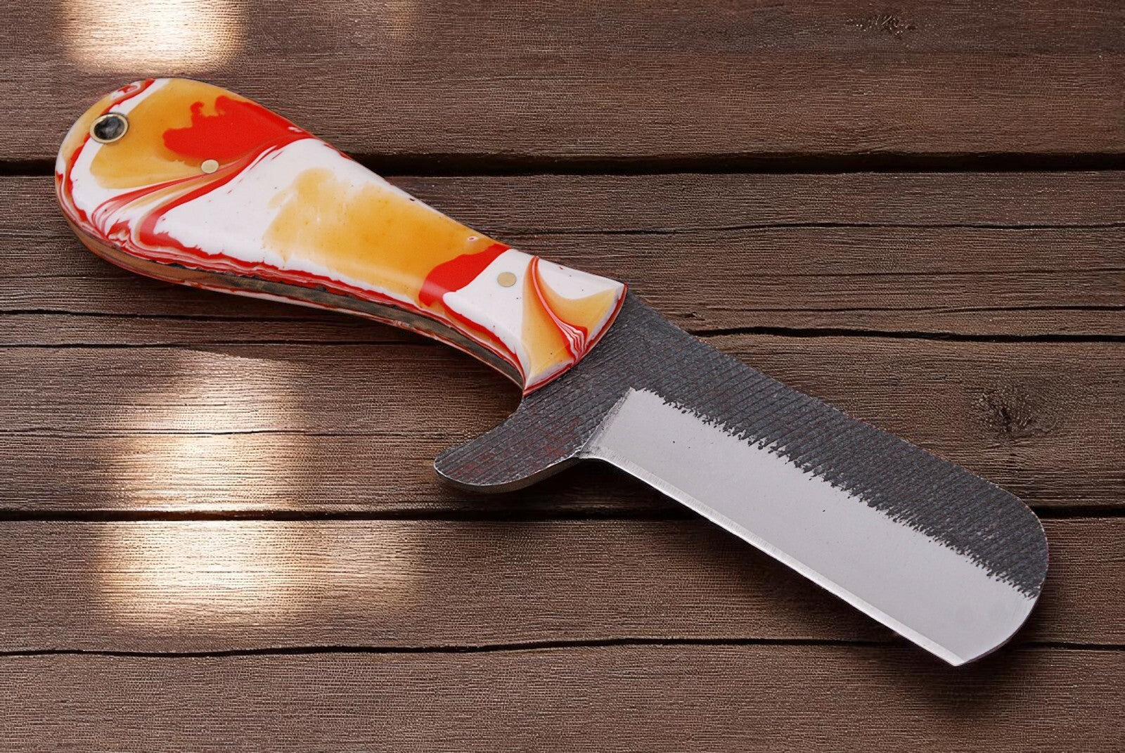 Bull Cutter Knife – 8" Resin Handle Blade Damascus Knife Store