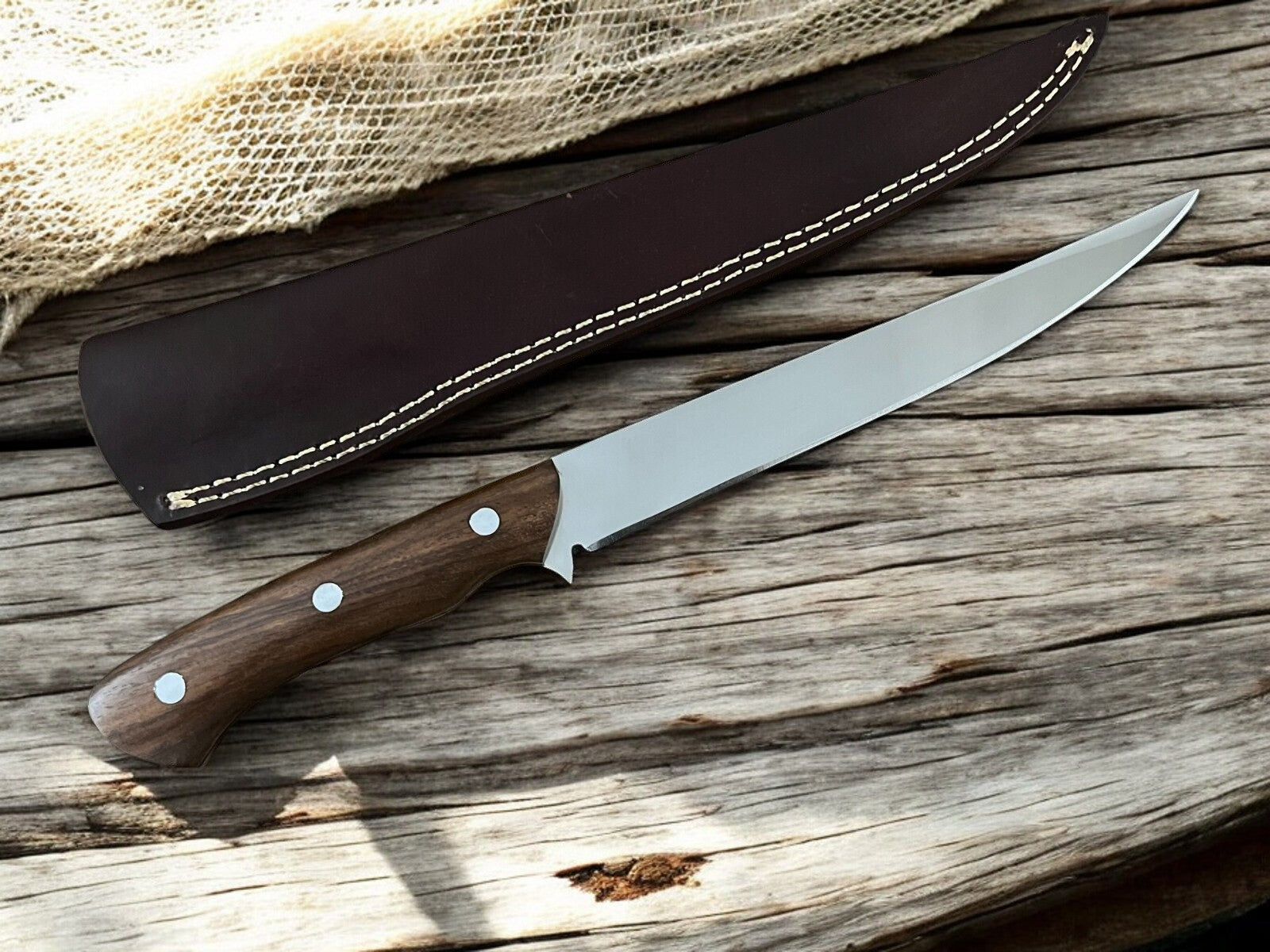 Premium 13.4" Handmade Fillet Knife with Rosewood Handle Damascus Knife Store