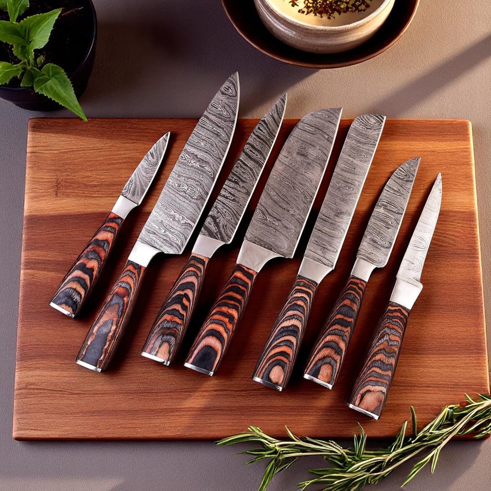 Handmade Damascus Steel Kitchen Knives Set - Pakka Wood Damascus Knife Store