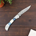 Custom Handmade Pocket Knife with Bone & Resin Handle Damascus Knife Store
