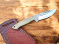Handmade Cowboy Knife with Bone Handle & Leather Sheath Damascus Knife Store