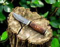 Handmade Damascus Hunting Knife – Exotic Wood Handle Damascus Knife Store