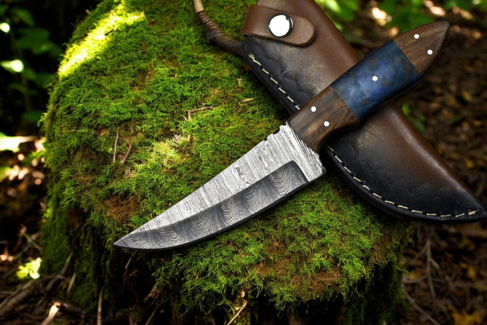 Handmade Damascus Steel Skinning Knife with Leather Sheath Damascus Knife Store