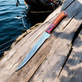 Custom Handmade Damascus Fillet Knife – 12" Exotic Wood Damascus Knife Store